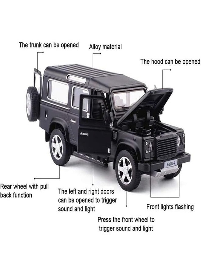 AHBHT Kids Model 1:32 Defender Die Cast Metal Car Pull Back Action Opening Doors with Realistic Engine Sound Lights Toy Car Gift for Boys - Black - Image 3